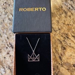 Queen, Princess, Crown Pendant, 16" Sterling Silver, Roberto Design